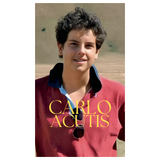 Carlo Acutis (joven), tarjeta de oración con reliquia