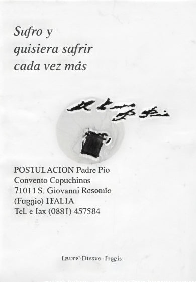 San Pío Mano con Estigma, tarjeta de oración con reliquia