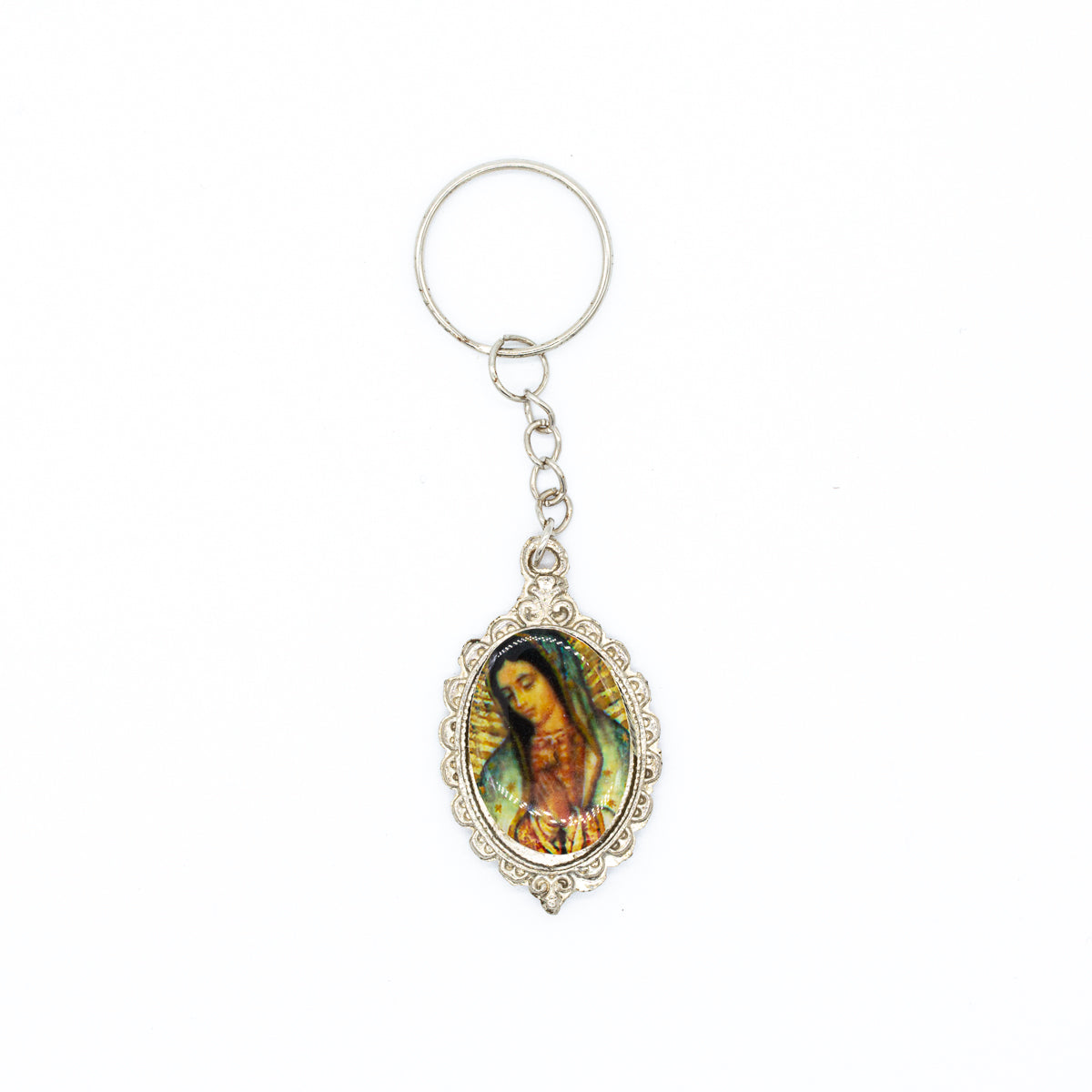 Llavero doble vista Virgen de Guadalupe y Padre Pío