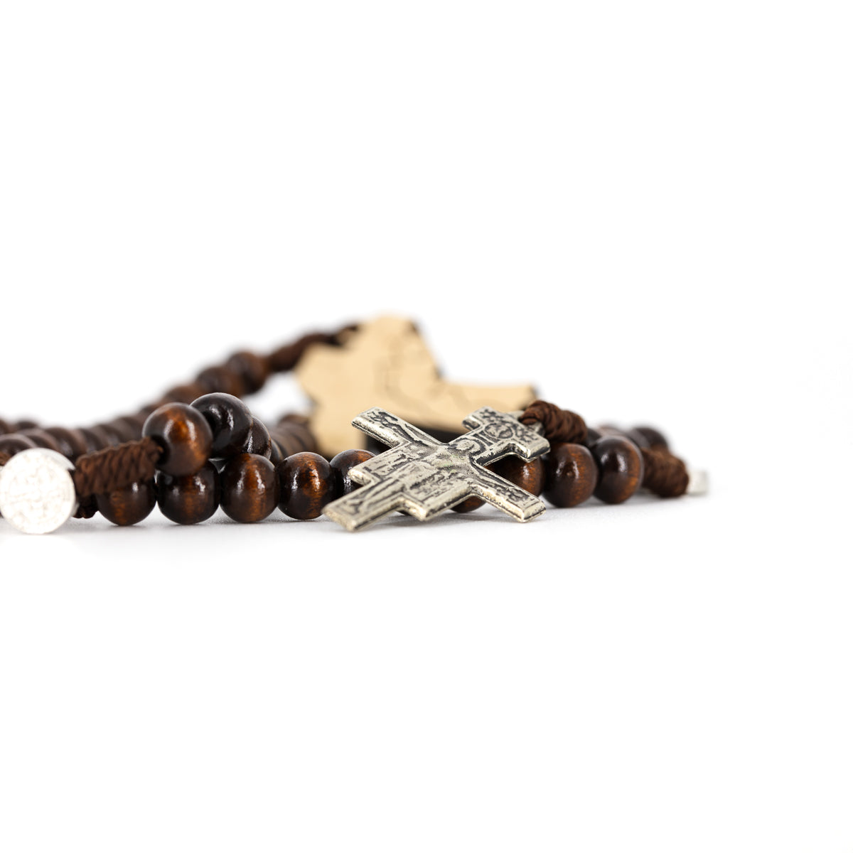 Rosario con crucifijo de metal y reliquia del Padre Pío