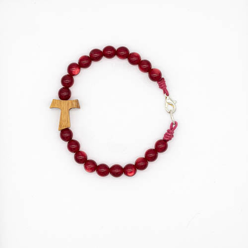 Pulsera cruz Tao con cuentas esféricas