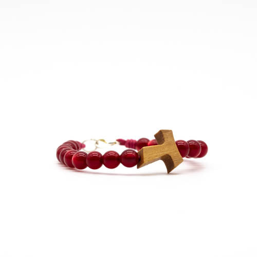 Pulsera cruz Tao con cuentas esféricas
