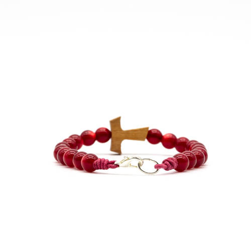 Pulsera cruz Tao con cuentas esféricas
