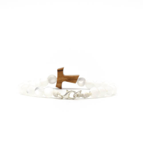 Pulsera cruz Tao con cuentas esféricas