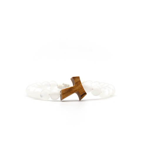 Pulsera cruz Tao con cuentas esféricas