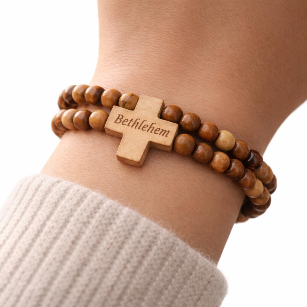 Rosario pulsera de Madera de Olivo de Bethlehem