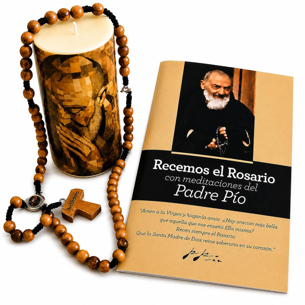 Kit de Rosario del Padre Pio con libro de oraciones