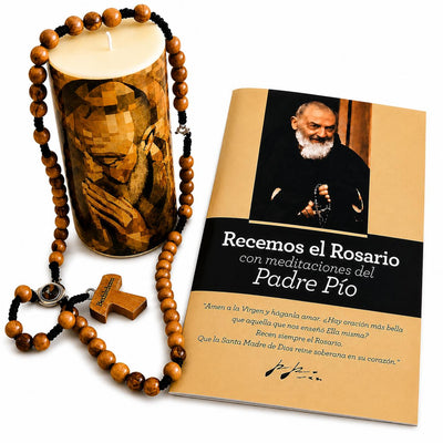 Kit de Rosario del Padre Pio con libro de oraciones