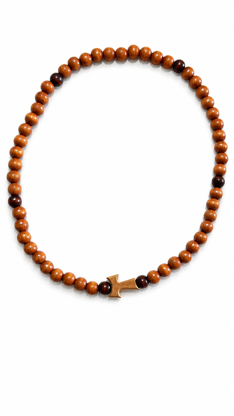 Rosario de madera Cruz Tau