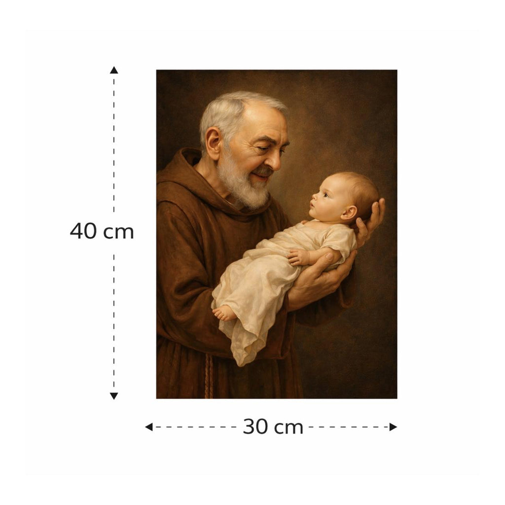 Lienzo de San Pio con el niño Jesús - 45 x 30 cm