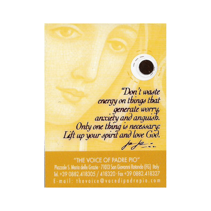 San Pío de Pietrelcina, tarjeta de oración (Saint Pio) con reliquia