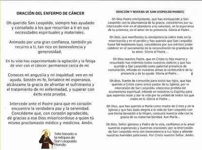 Tarjeta de Oración y Novena de San Leopoldo de Mandic - Oración del Enfermo de Cáncer