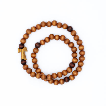 Rosario pulsera Tao Asís de madera