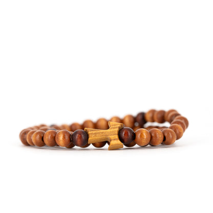 Rosario pulsera Tao Asís de madera