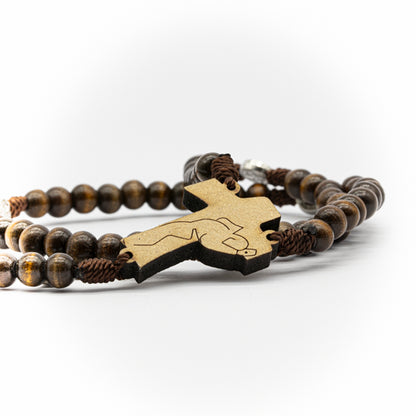 Rosario con crucifijo de metal y reliquia del Padre Pío
