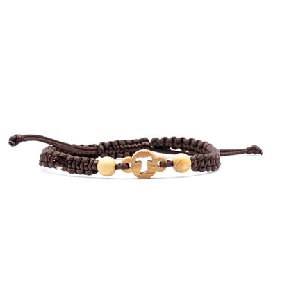 Pulsera tejida cruz Tao macrame