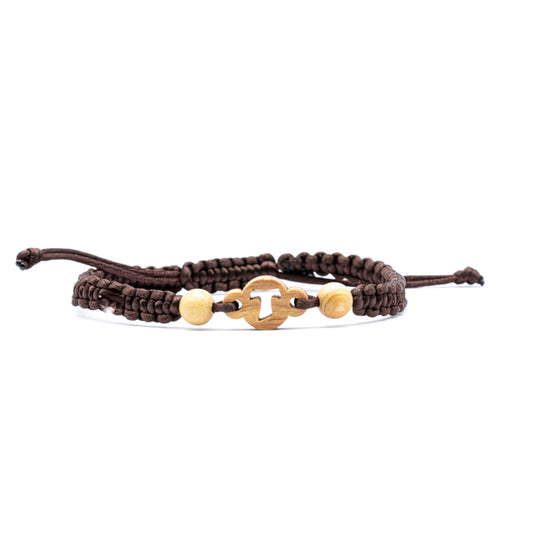 Pulsera tejida cruz Tao macrame