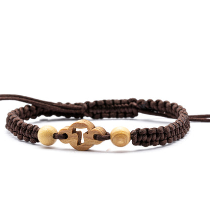 Pulsera tejida cruz Tao macrame