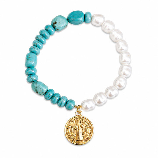 Pulsera perlas con piedras azules