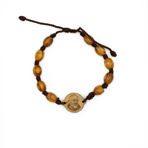Pulsera nudos Santuario Padre Pío, con San Pío, Virgen de Guadalupe o Carlo Acutis al reverso