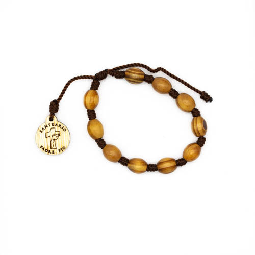 Pulsera nudos Santuario Padre Pío, con San Pío, Virgen de Guadalupe o Carlo Acutis al reverso