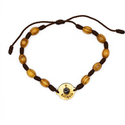 Pulsera nudos Santuario Padre Pío, con San Pío, Virgen de Guadalupe o Carlo Acutis al reverso