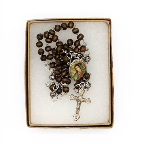 Rosario con crucifijo de metal y Virgen de Guadalupe