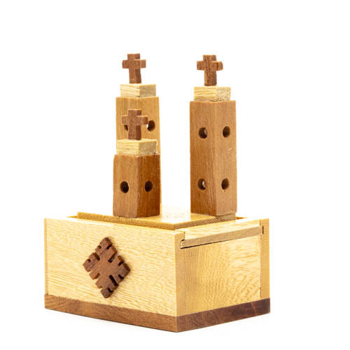 Rosario Virgen de Guadalupe con crucifijo de metal en caja de madera